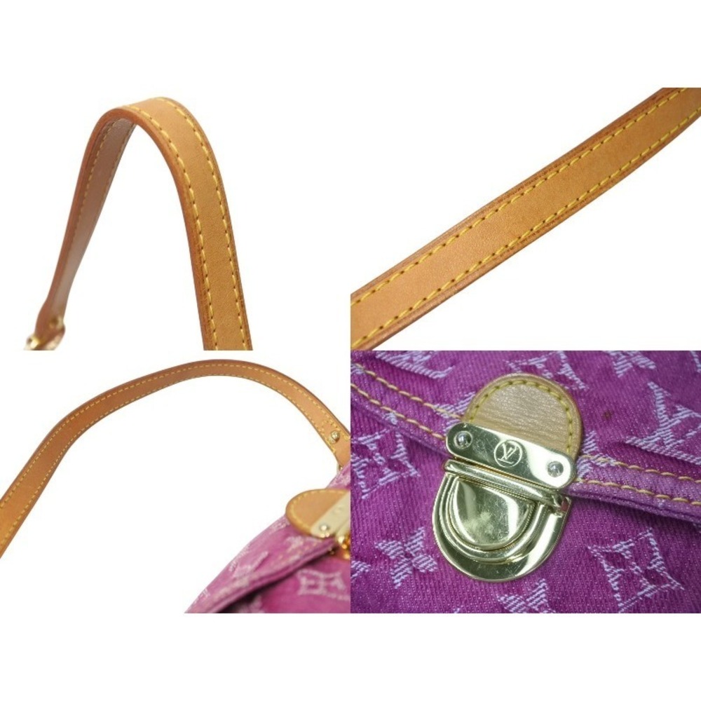 LOUIS VUITTON Pleaty One Shoulder Hobo Bag Monogram Denim Pink - Picture 6 of 9